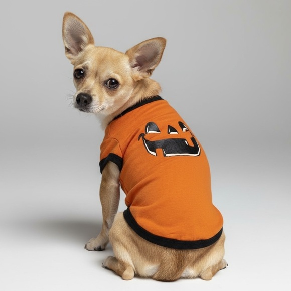 Orange Jack-O-Lantern Pumpkin Halloween Dog Shirt - Picture 1 of 6